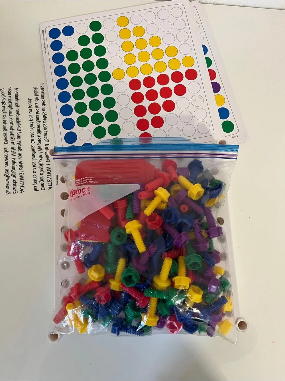 Kids Pegboard Activity Set with Colorful Screws - White